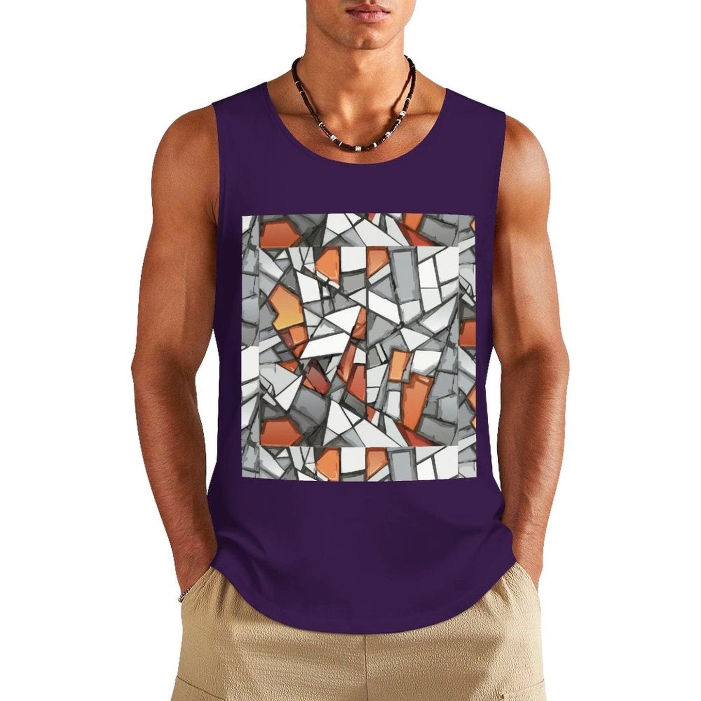 Graffiti Frame Cotton Tank Top — Teal Tank with Street Art Chest Print for Summer Sessions