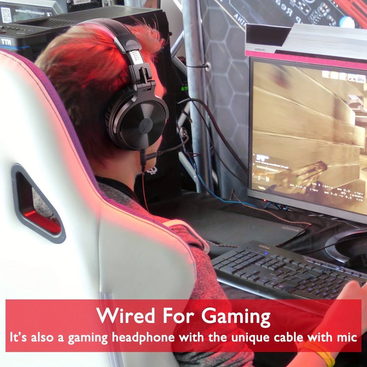 Oneodio 2-in-1 Wireless & Wired Gaming Headset with Boom Mic TJR6P3X