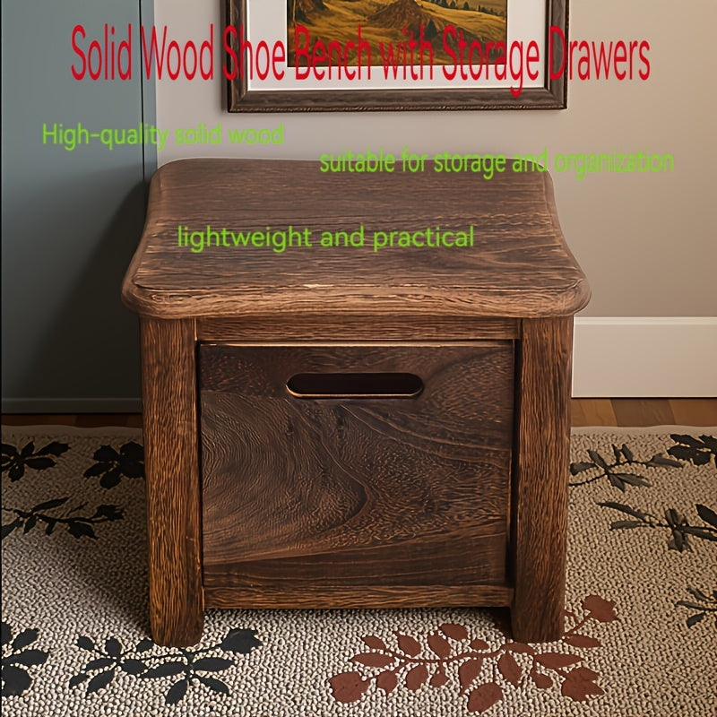 Classic Wooden Shoe Storage Bench with Drawers-FTTC