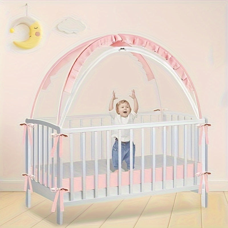 Pink Floral PopUp Crib Tent  Safety Net Canopy-KP95