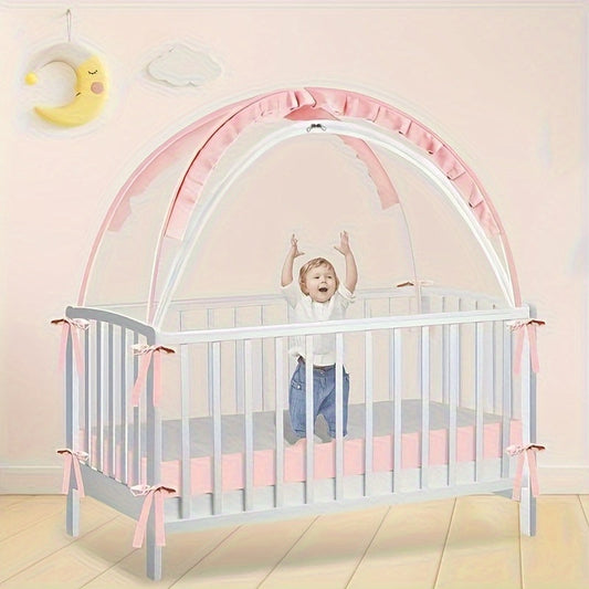 Pink Floral PopUp Crib Tent  Safety Net Canopy-KP95
