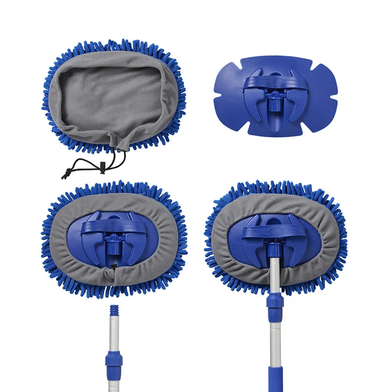 ProPlus Wasborstel chenille microvezel telescopische steel 1,65 m blauw