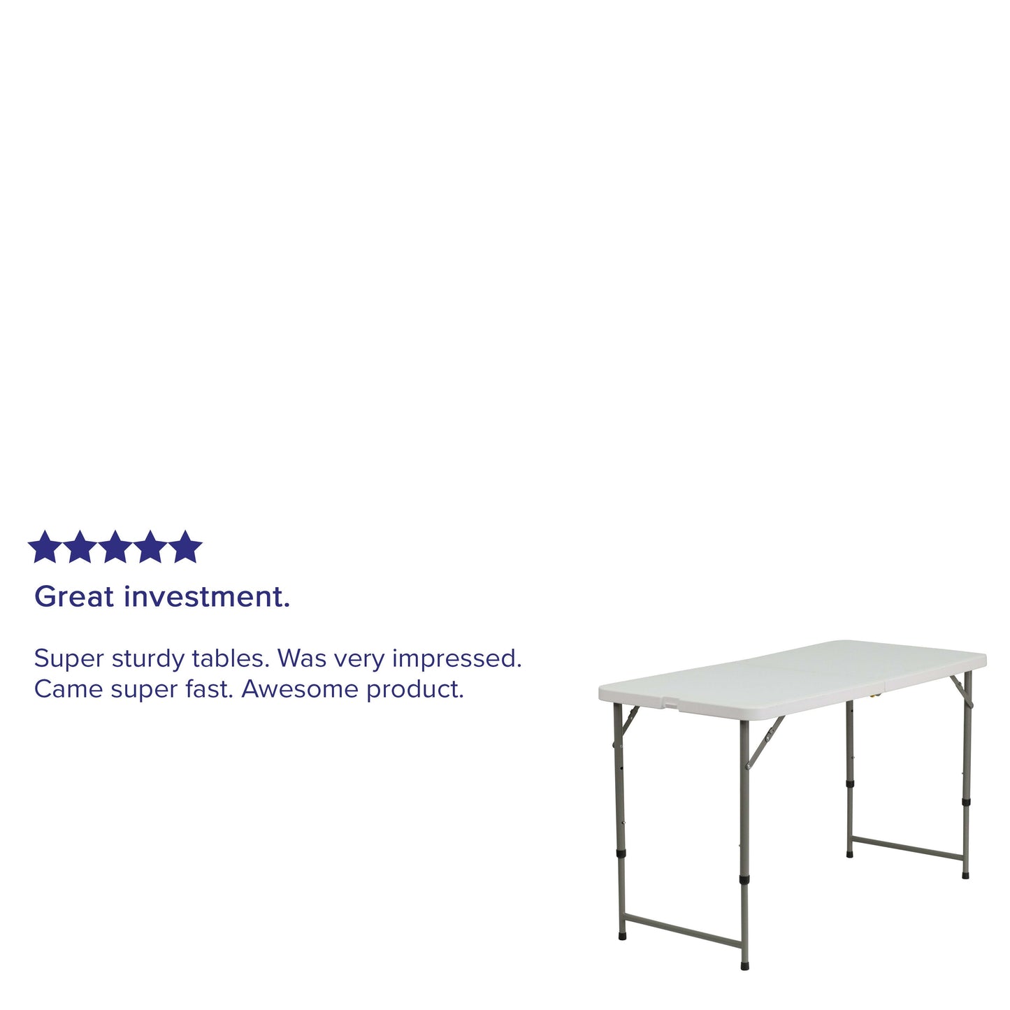 4-Foot Height Adjustable Bi-Fold Plastic Folding Table