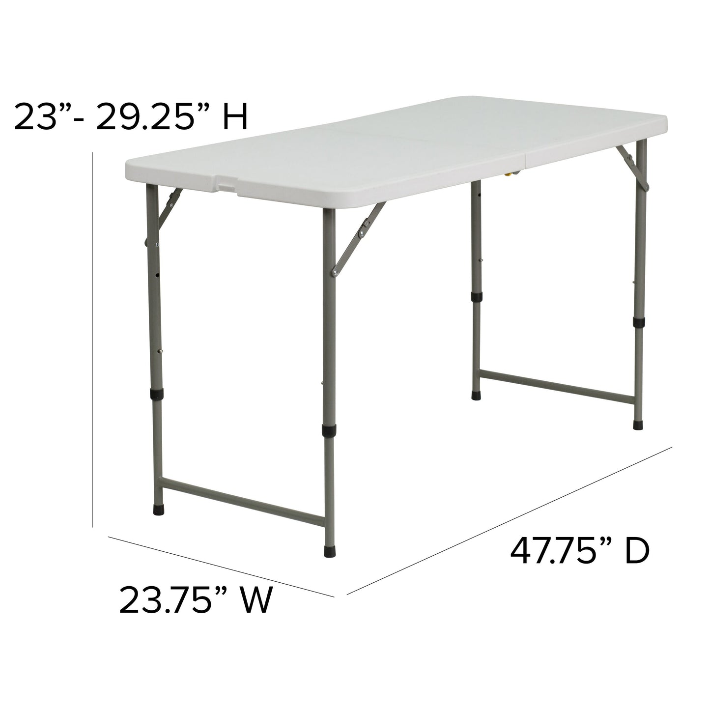 4-Foot Height Adjustable Bi-Fold Plastic Folding Table