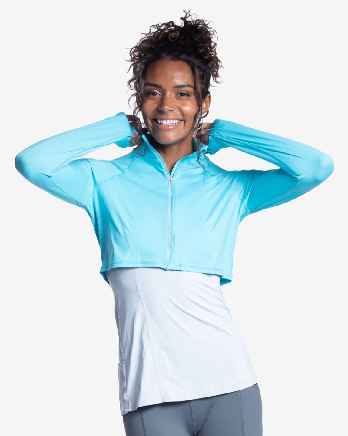 WOMEN'S FULL ZIP CROP TOP (4010)