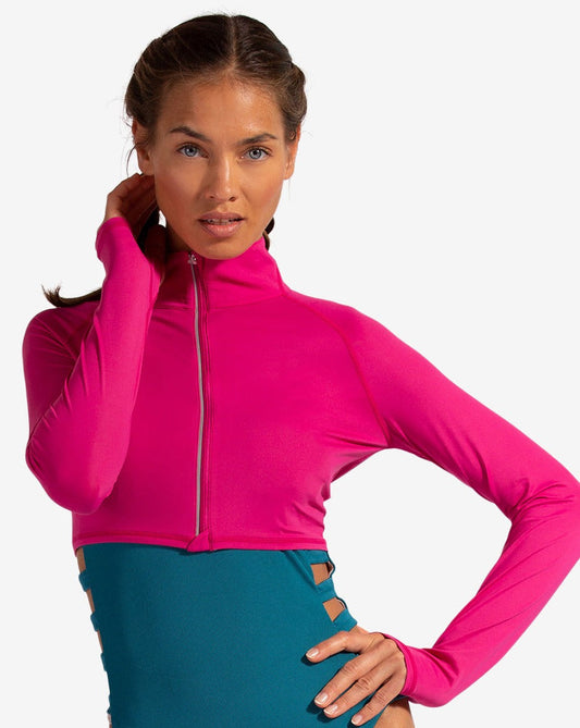 CLEARANCE - WOMEN'S FULL ZIP CROP TOP (4010C)