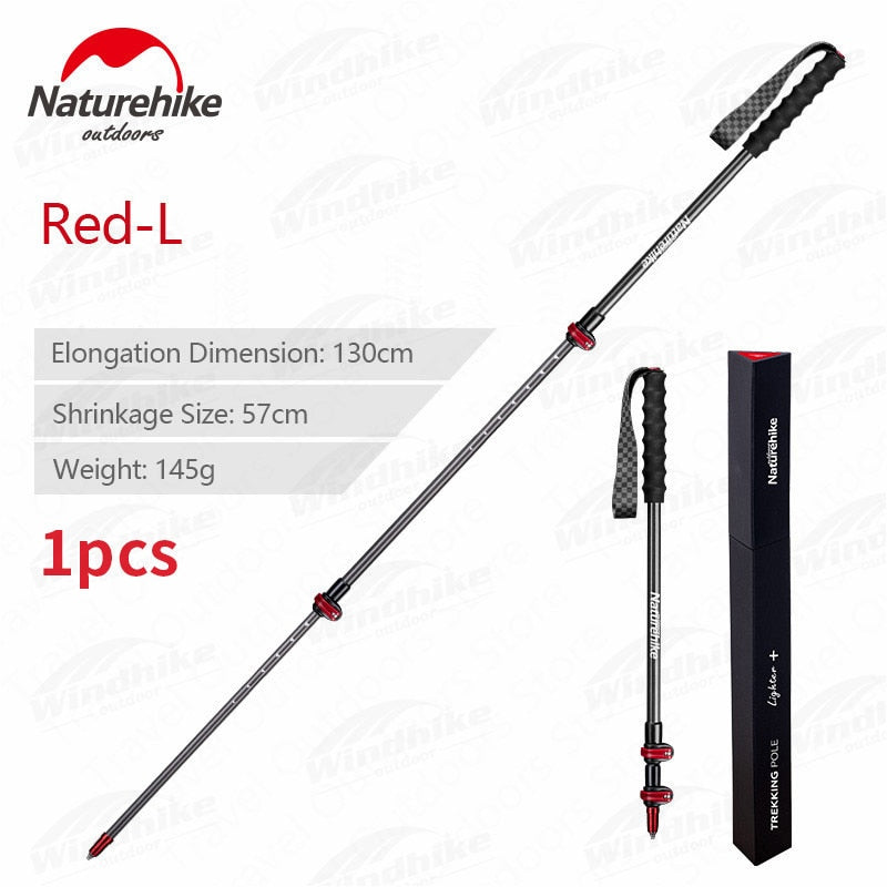 Naturehike ST10 Pure Carbon Fiber Trekking Pole Portable Ultralight 3-Section Telescopic External Lock Cane Rod Sticks Hiking Walking Mountaineering