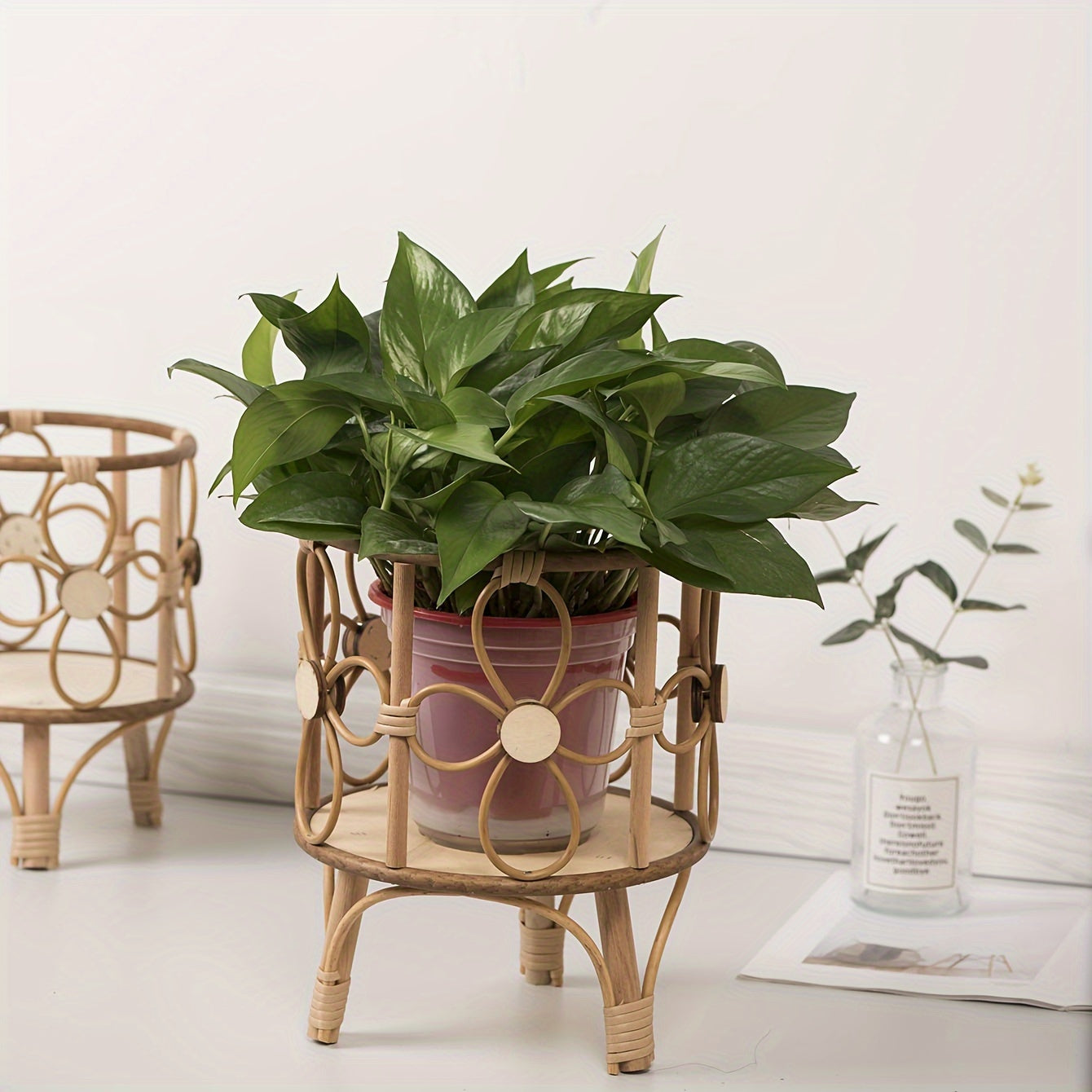 Modern Handcrafted Woven Rattan Planter Stand - EI20