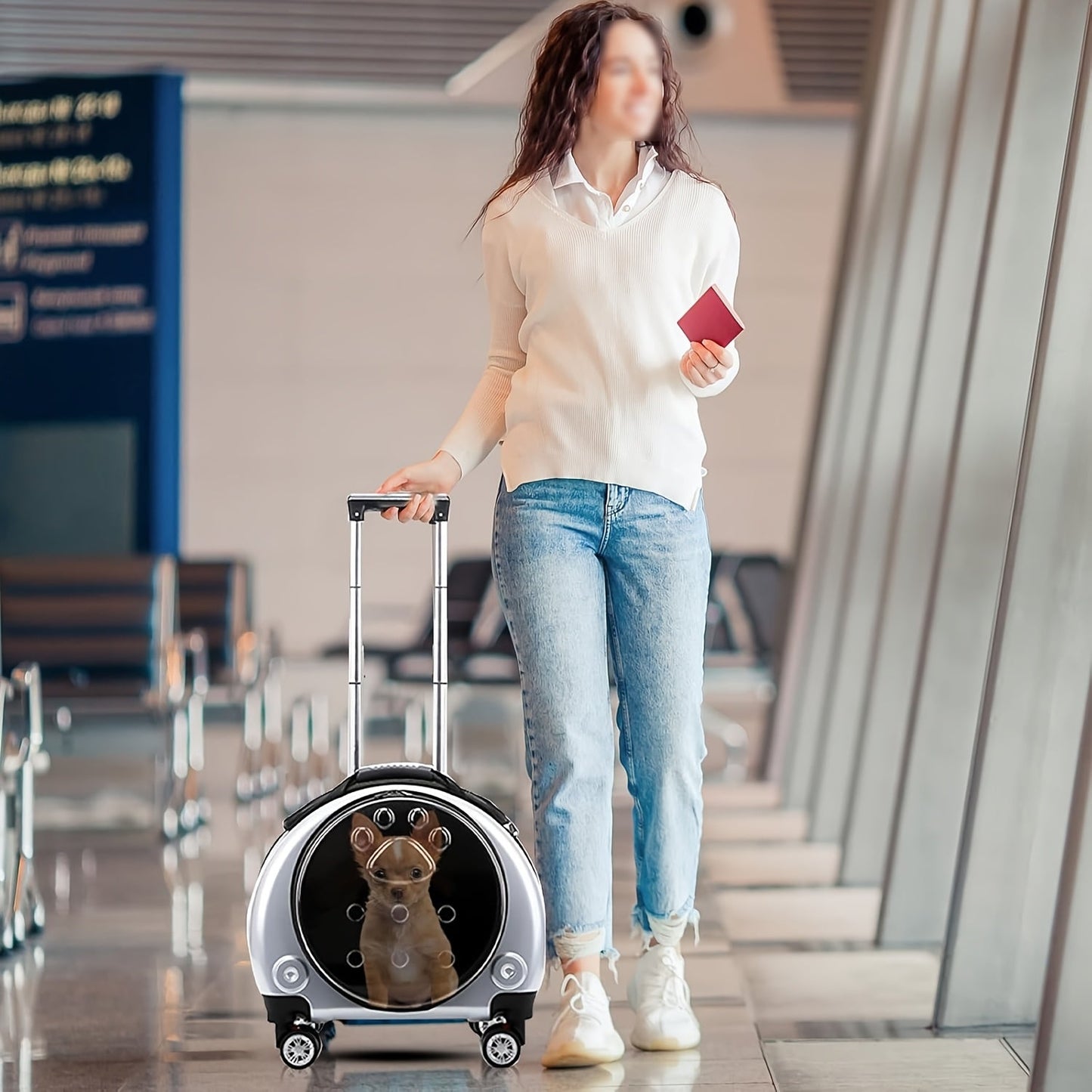 Expandable Pet Trolley Portable Carrier with Wheels-HEPV