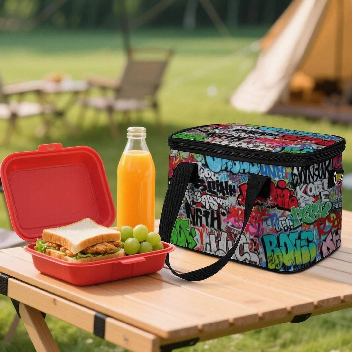 Graffiti Art Portable Cooler Bag | Insulated Maximalist Festival Tote for Beach, Rave & Bold Days Out