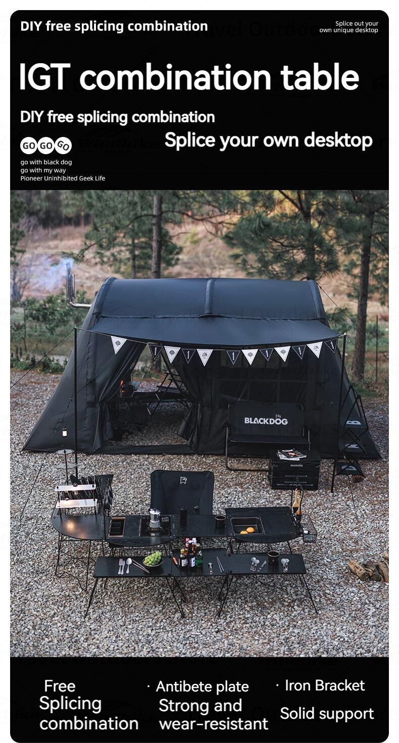 BLACKDOG IGT Camping Combination Table Modular Multi-setting Folding Table Outdoor BBQ Picnic Table Shelf With Storage Bag Load Bearing Up To 100kg