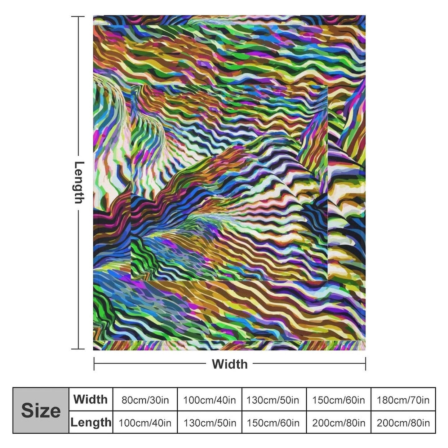 Lightning Complex AOP Flannel Throw Blanket 30"×40" | Psychedelic Ribbon-Wave Maximalist Couch Blanket (280gsm, Dual-Sided Print)