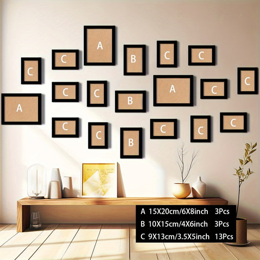 19Piece Wooden Photo Frame Wall Set-P17T