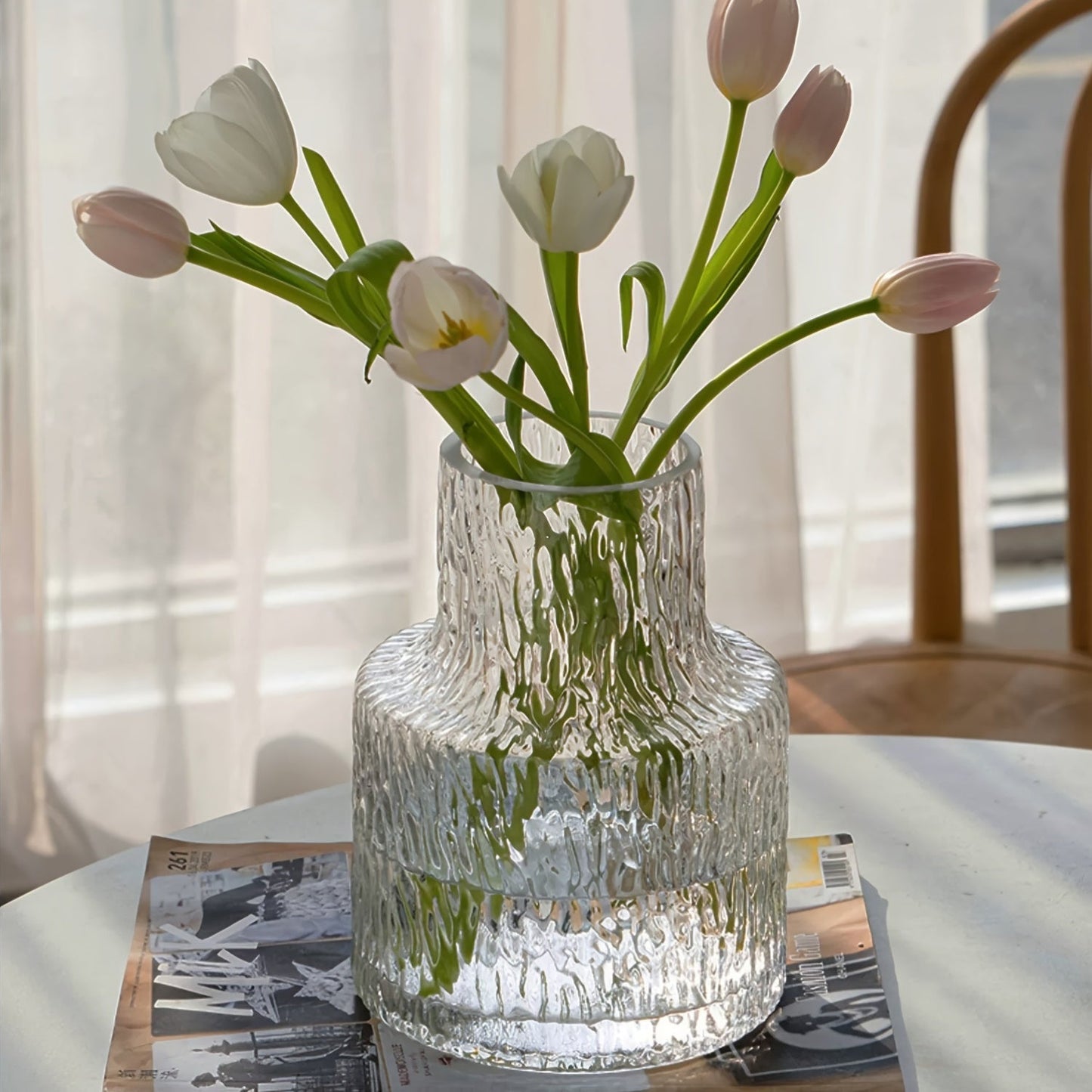 Nordic Vintage-Style Textured Glass Vase - TYNU