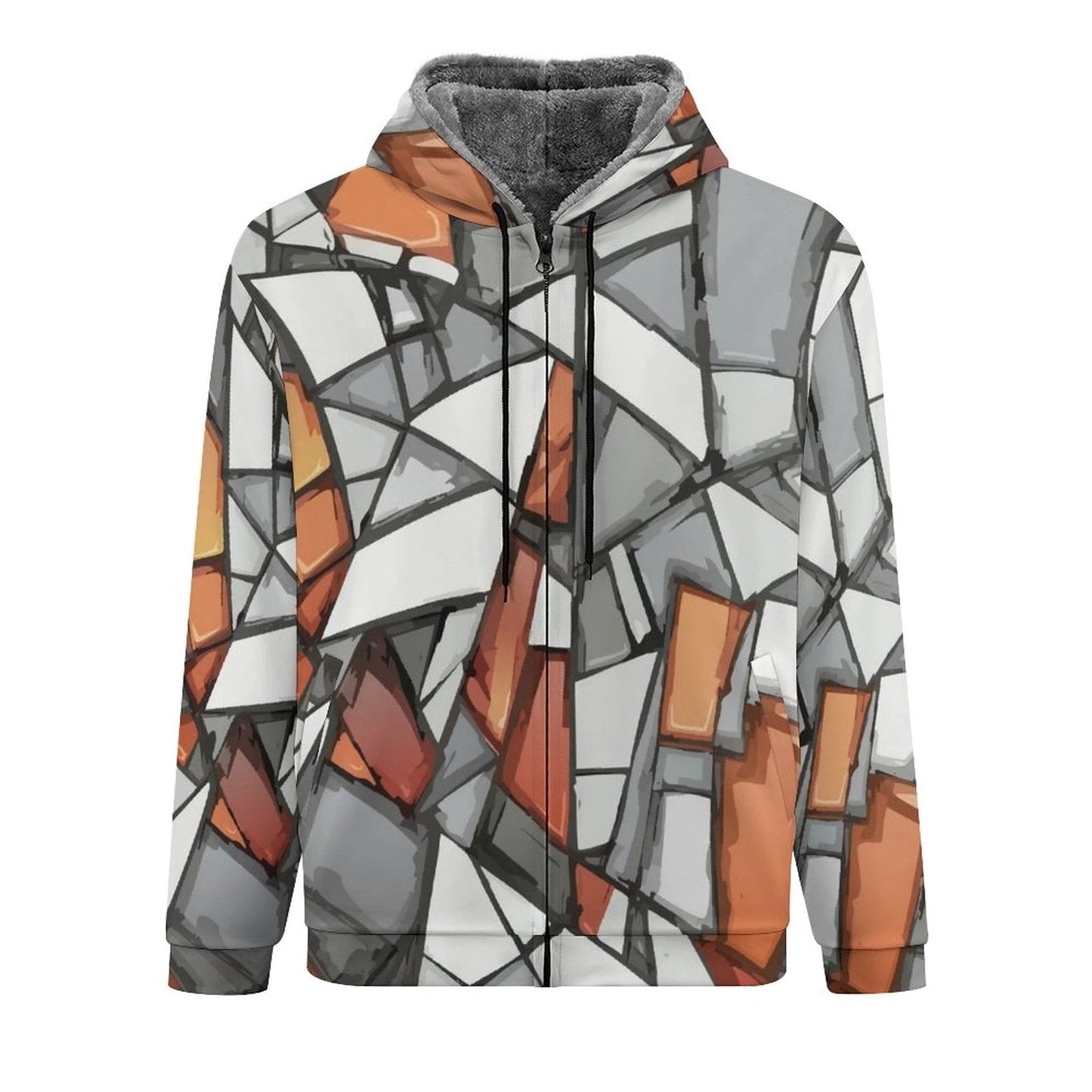 Maximalist AOP Plush-Lined Full-Zip Hoodie | 480gsm Scuba-Shell Heavyweight Cold-Weather Streetwear — Festival Winter Statement Layer (S–5XL)