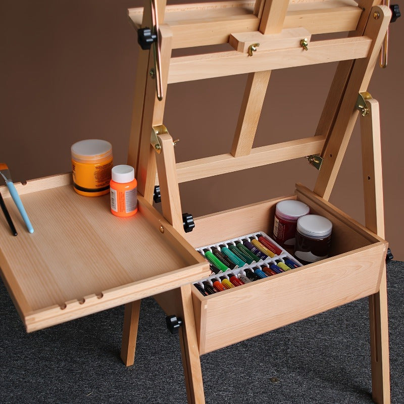 Premium Beechwood Easel with Sliding-Out Storage Box - AX9U