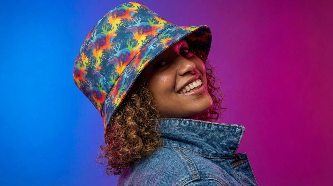 Neon Anemone AOP Bucket Hat | Electric Reef Print S–L