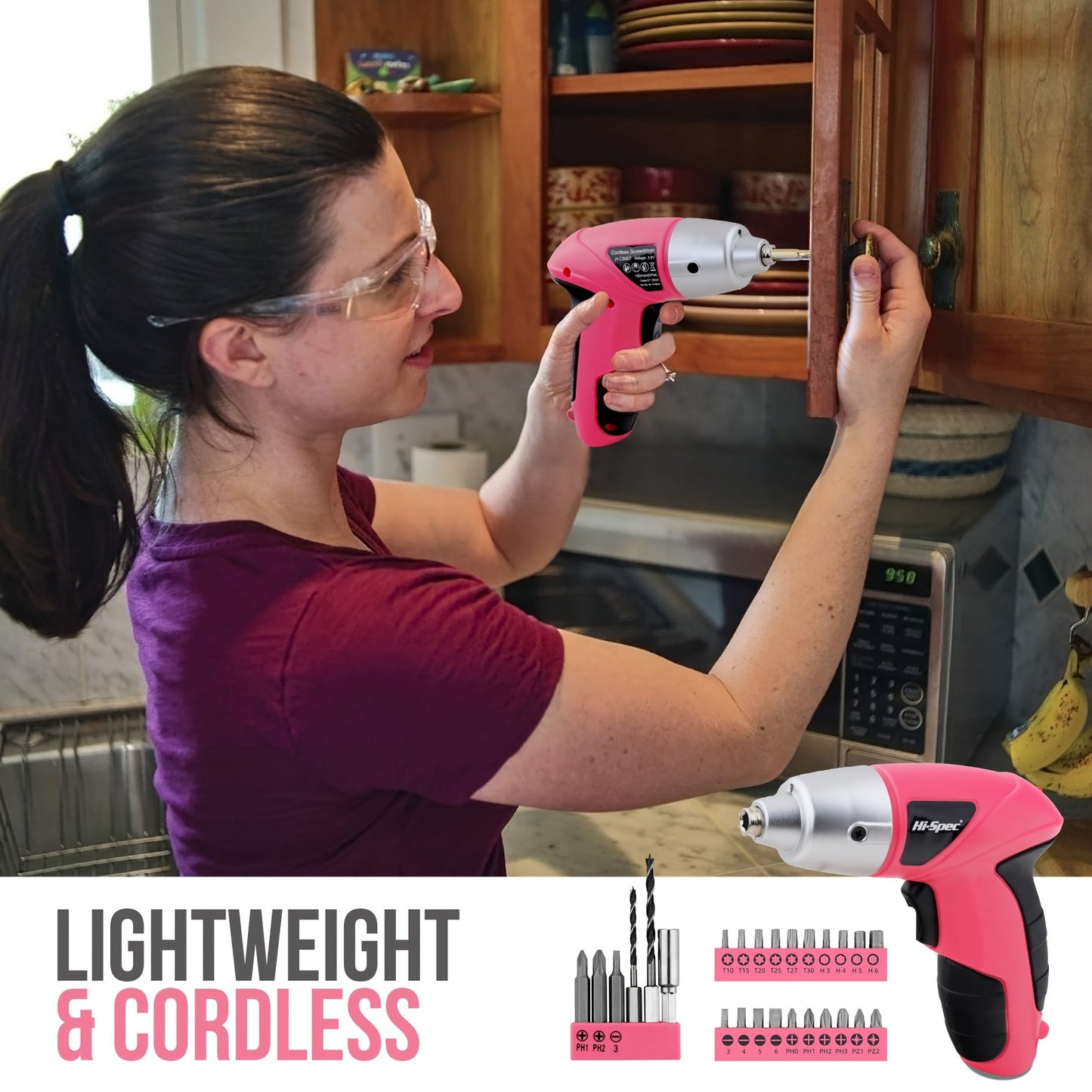 Hi-Spec 46pcs Cordless Power Tool Kit for Home DIY Projects TJR5Z3T