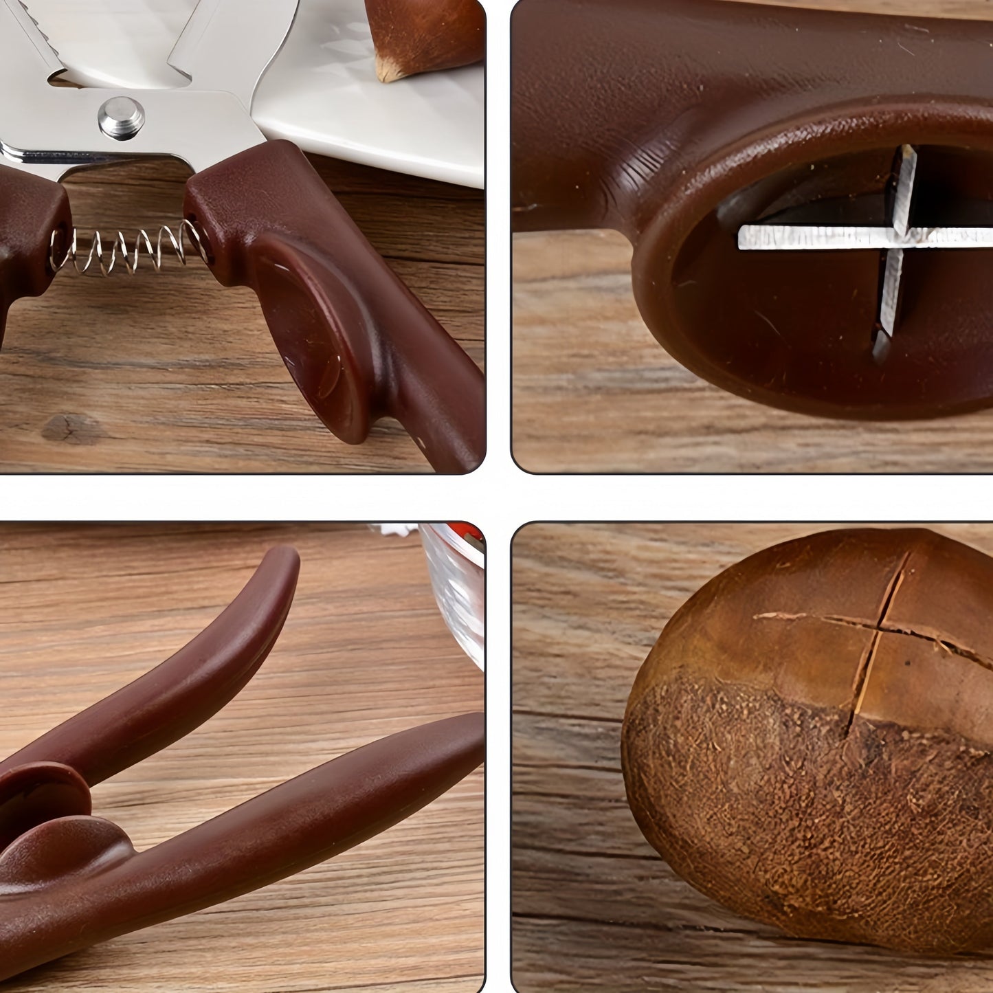 Stainless Steel Chestnut Cracker with Ergonomic Wood Handle-OOMJ