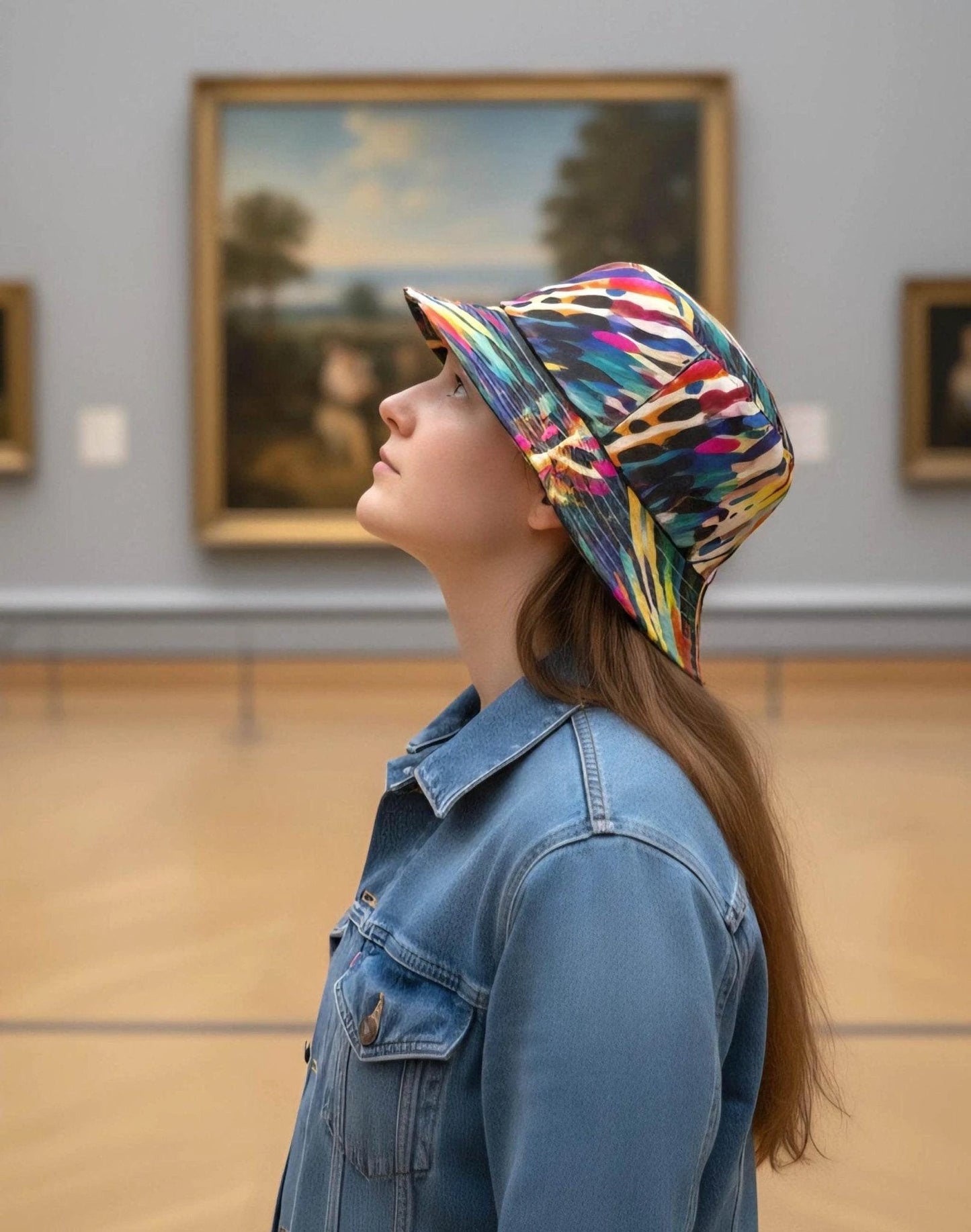 Kaleidoscope Geometric AOP Bucket Hat | Trippy Rainbow Rave Sun Hat for EDM Festivals & Bold Fits