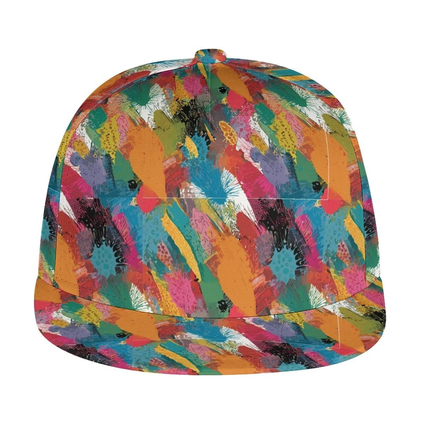 Painted Camo Snapback Cap — Multicolor Brush-Dab AOP Hat, Festival-Ready Headwear