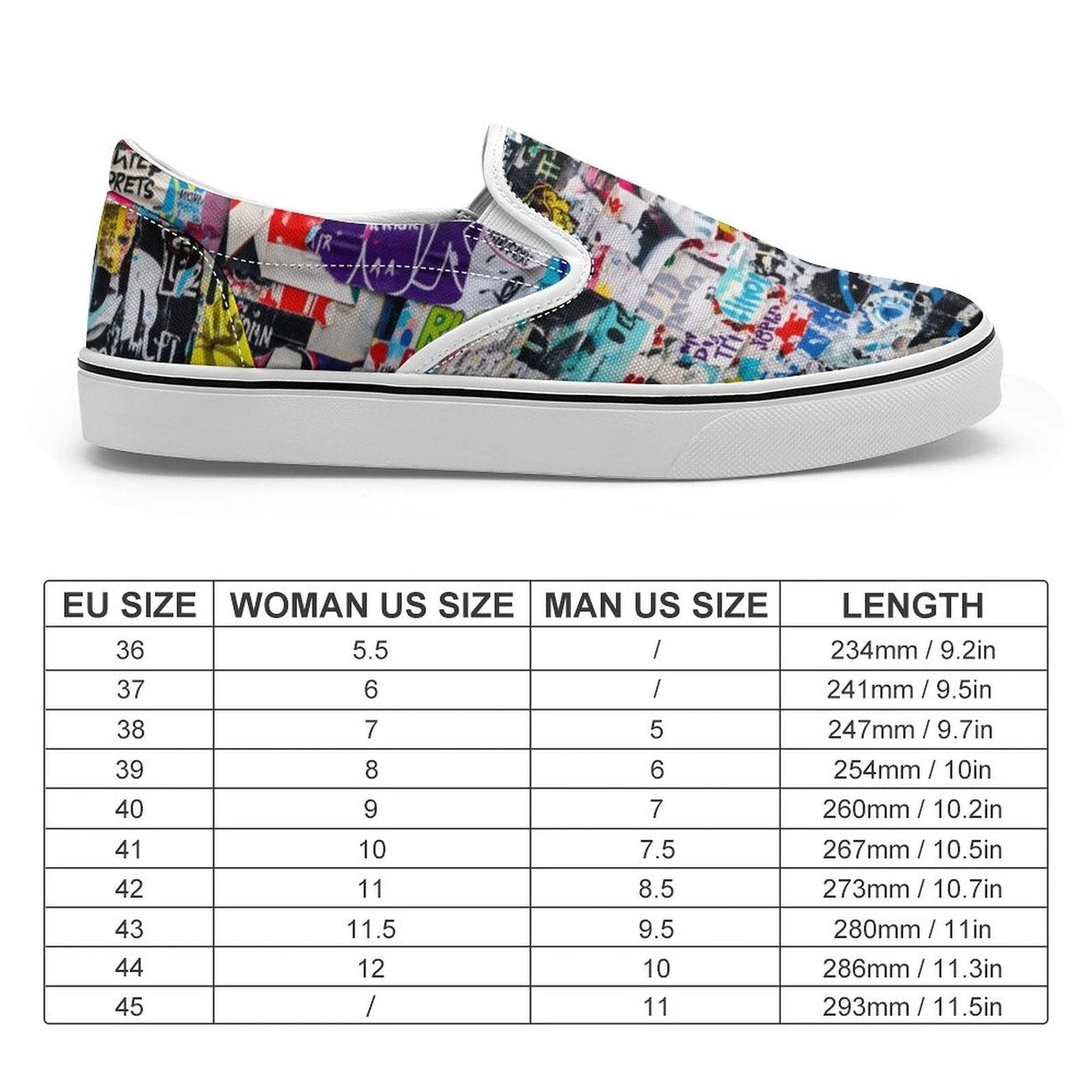Sticker Bomb Slip-On Shoes — Graffiti Collage AOP Canvas Sneakers, Everyday Street Art Footwear