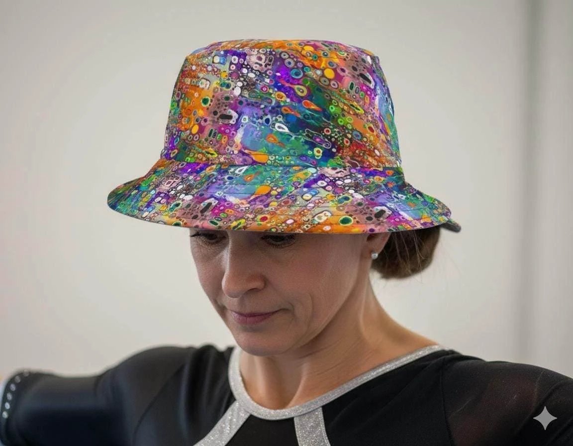 Wild Fairy Dreamer Acrylic Pour Bucket Hat - Whimsical Abstract Sun Hat for Festival Fashion