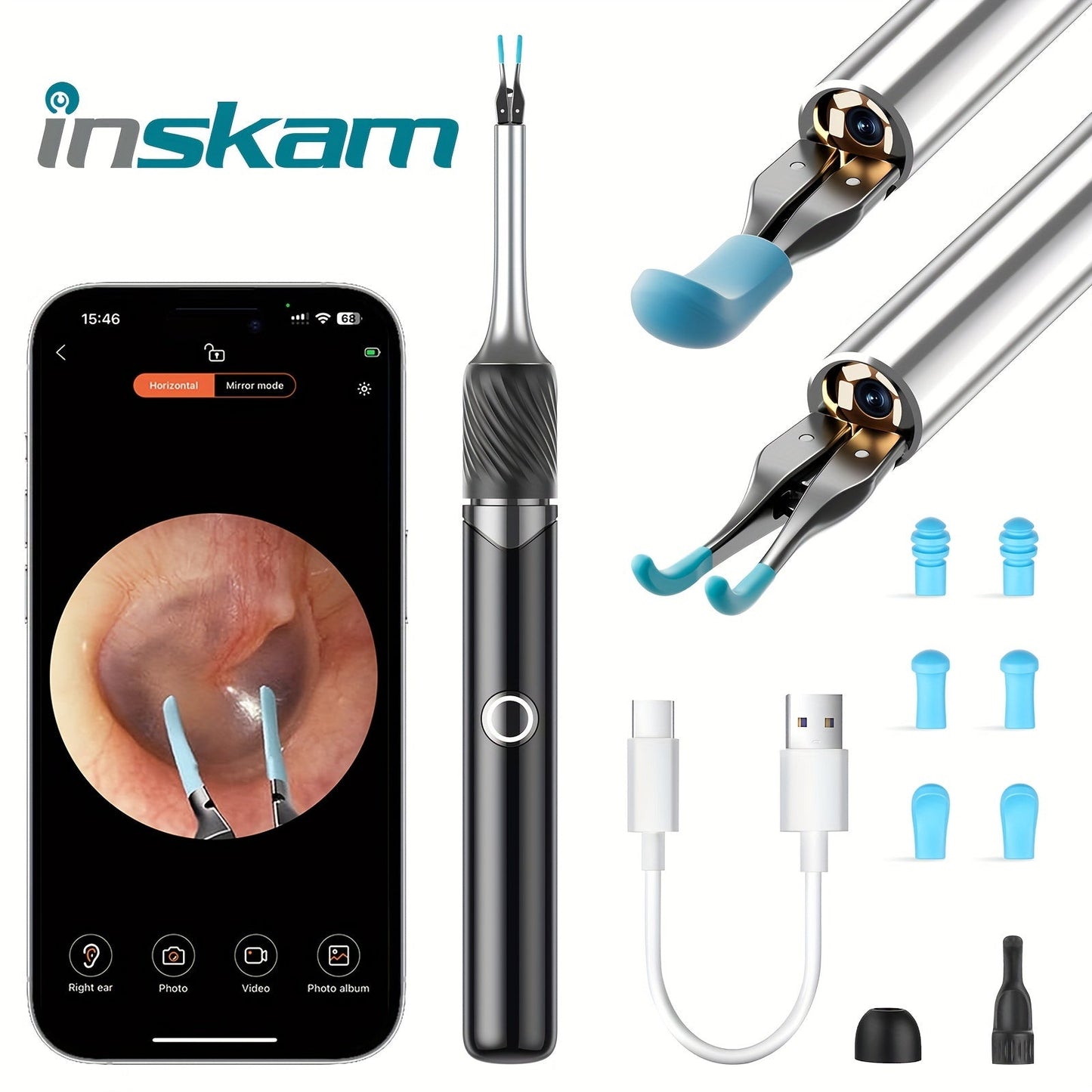 FONSI Smart Ear Wax Removal Kit with Camera and Wireless Otoscope TJR2V5Q