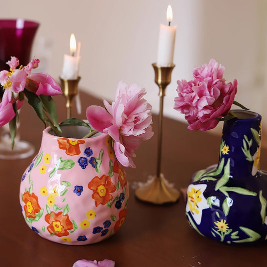 Vintage Floral Ceramic Vase - D2EC