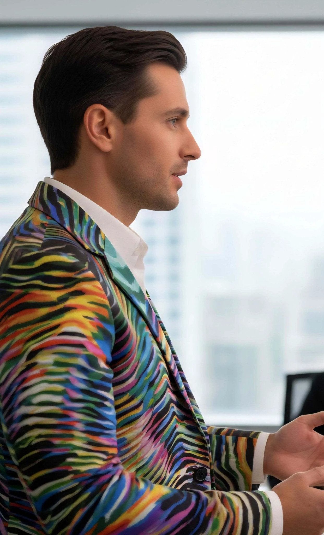Artist Edition Maximalist AOP Blazer | Structured Cotton-Poplin Two-Button Jacket for Creative Directors