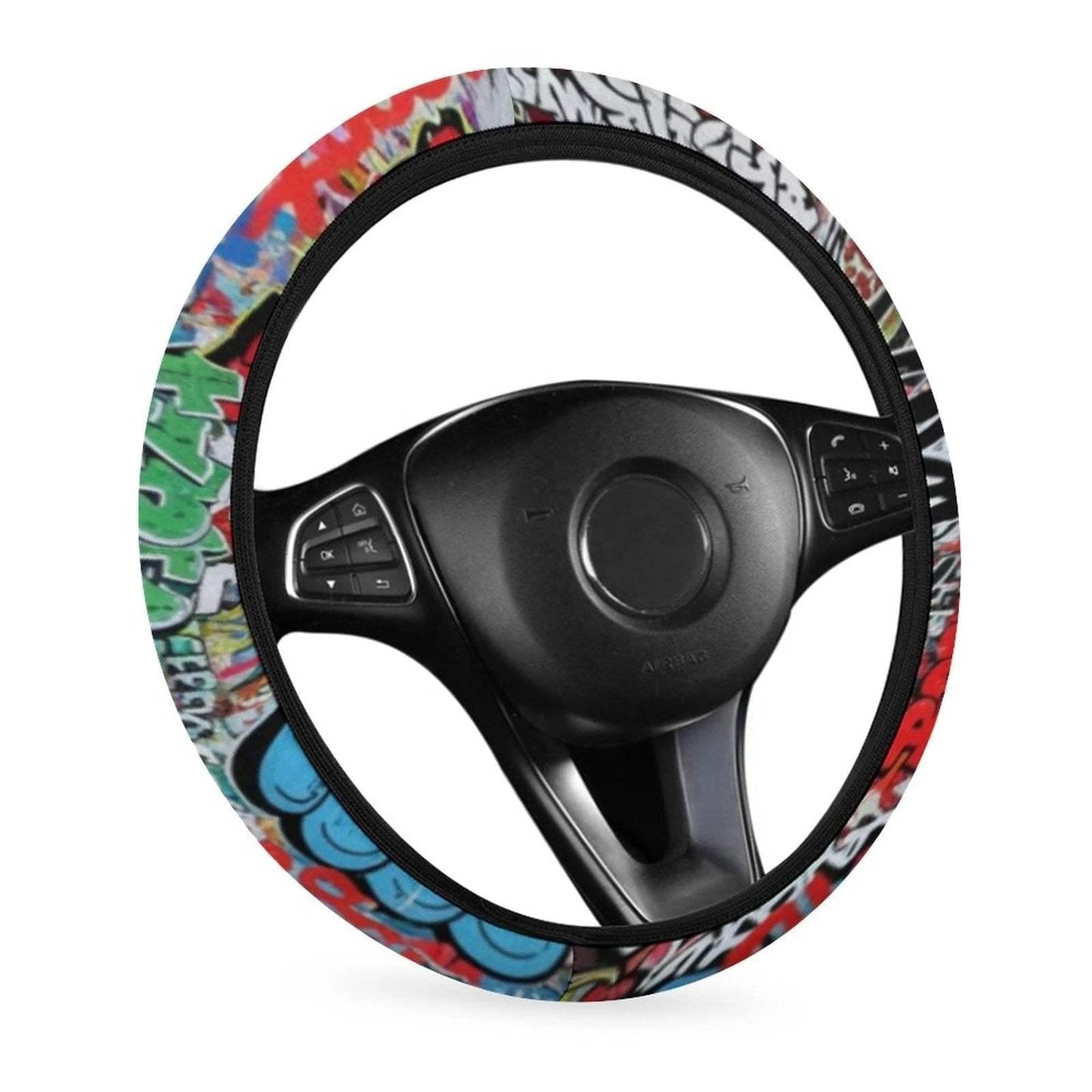 Psychedelic AOP Steering Wheel Cover | Maximalist Anti-Slip Car Accessory for Bold Drivers