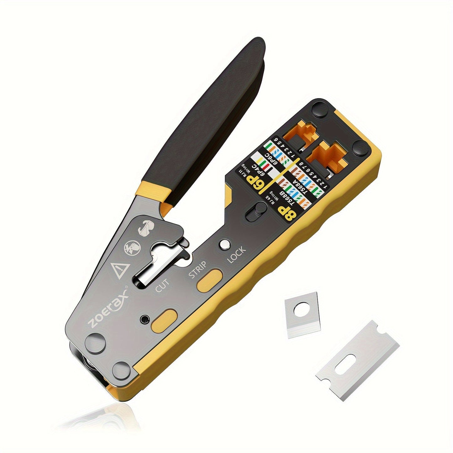 RJ45 Crimp Tool, Pass-Through Cutter for Ethernet TJR2V7L
