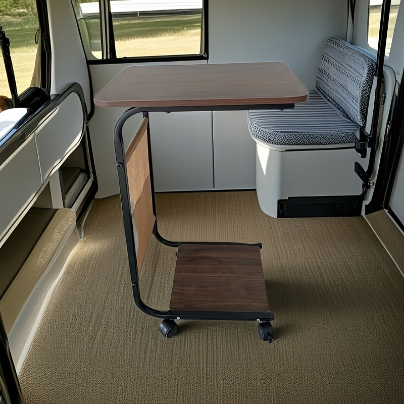 Modern Mobile Side Table with Wheels, Metal Frame TJR8M5D