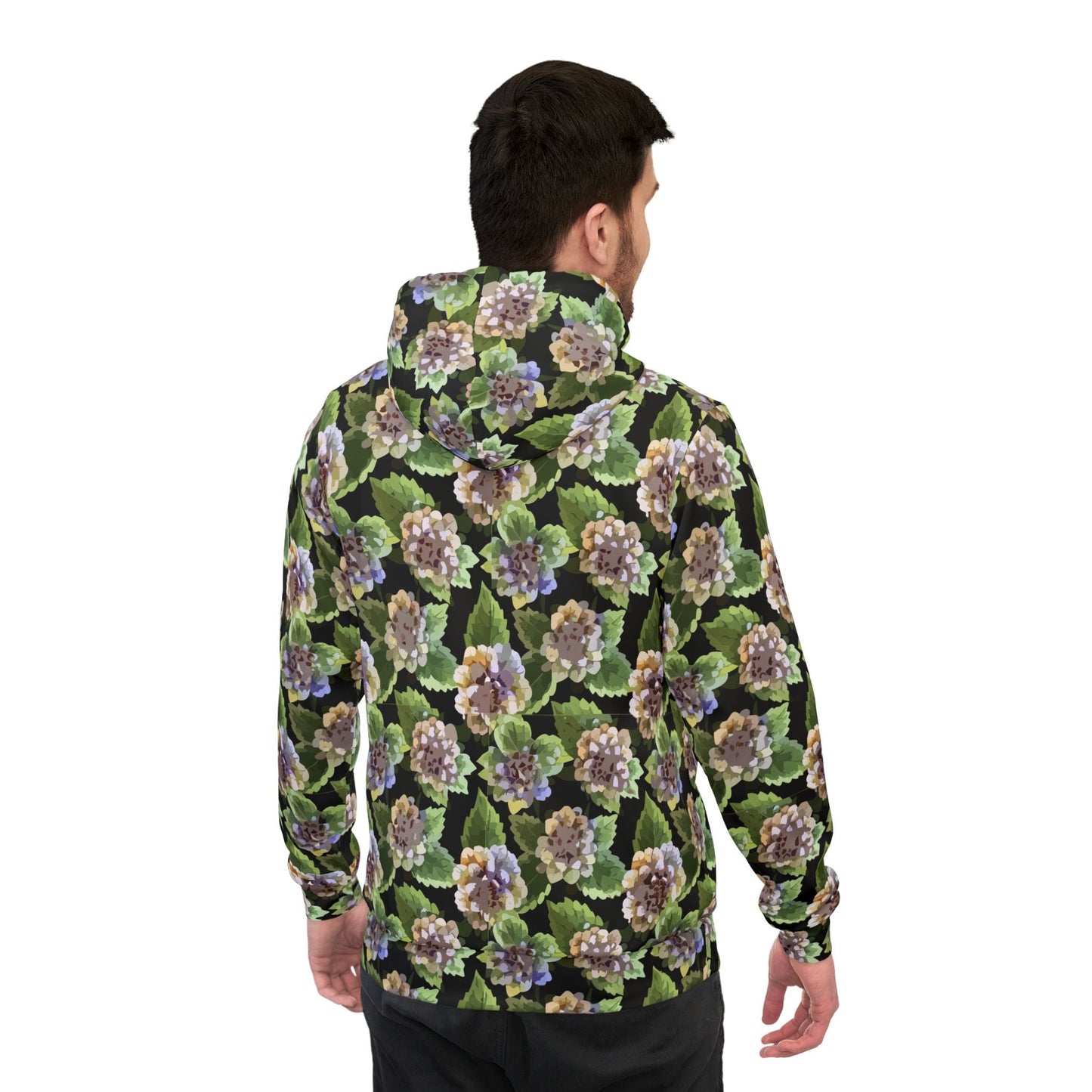 Floral Print Athletic Hoodie for Nature-Forward Fitness Dressers — 95% Recycled Polyester AOP, Adjustable Hood, Gym-to-Street Nature Statement