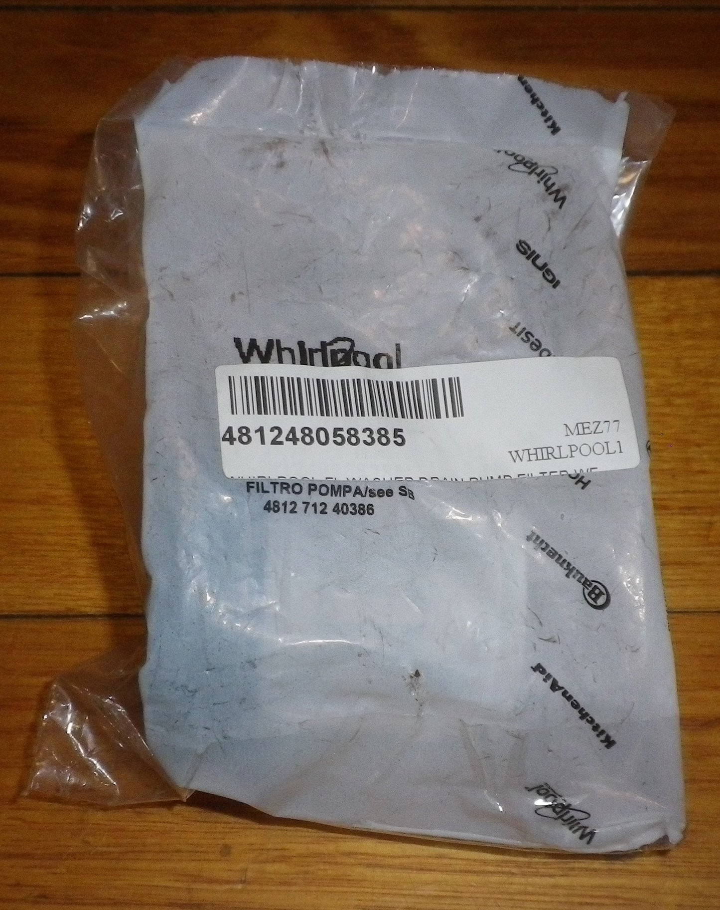 Whirlpool Front Loader Pump Button Trap Filter Insert - Part # 481248058385
