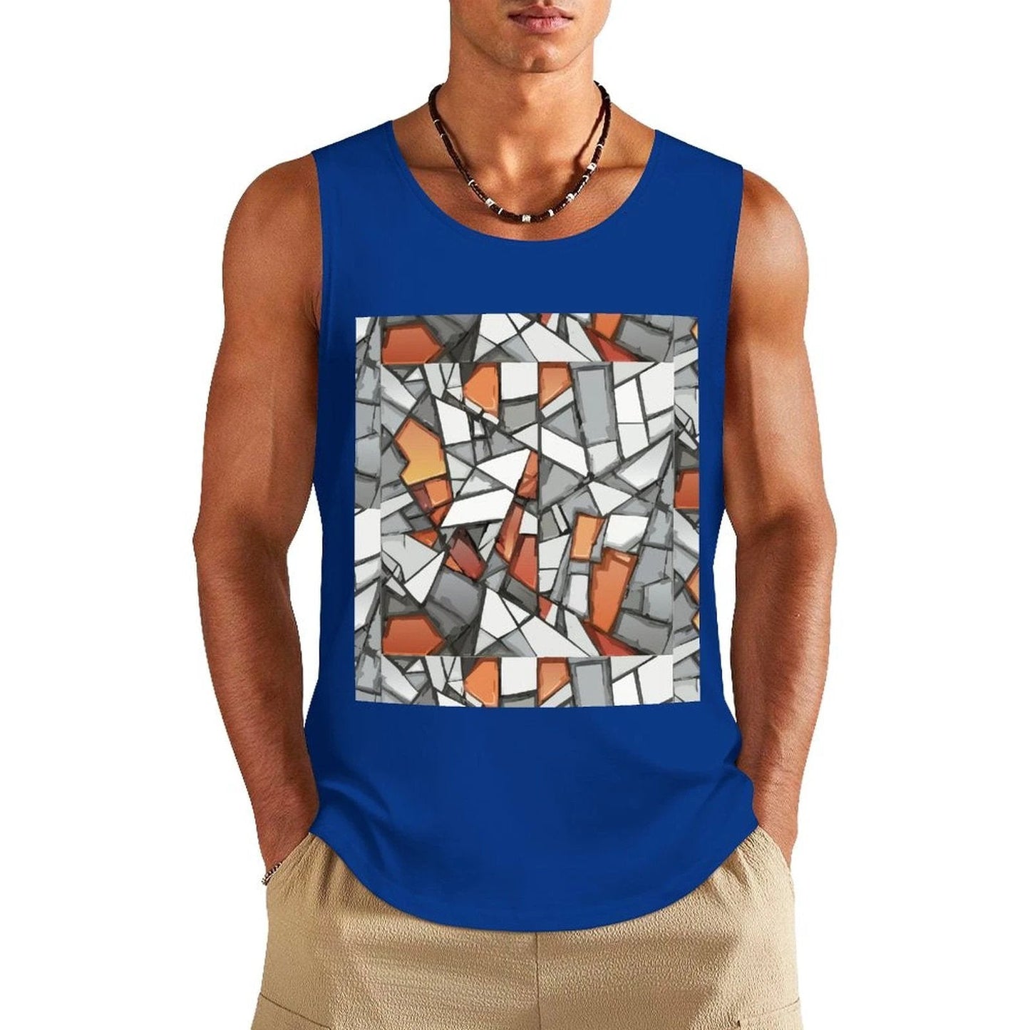 Graffiti Frame Cotton Tank Top — Teal Tank with Street Art Chest Print for Summer Sessions
