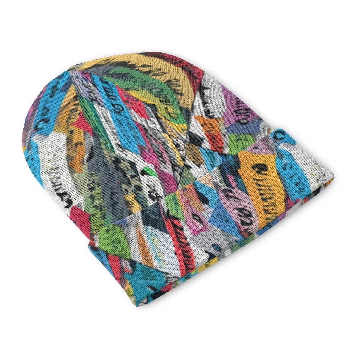 Digital Drip AOP Beanie — Abstract Camo Double-Sided Knit Cap