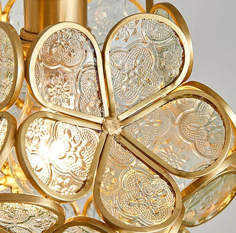 Flower Glass Petal Cluster Pendant Light