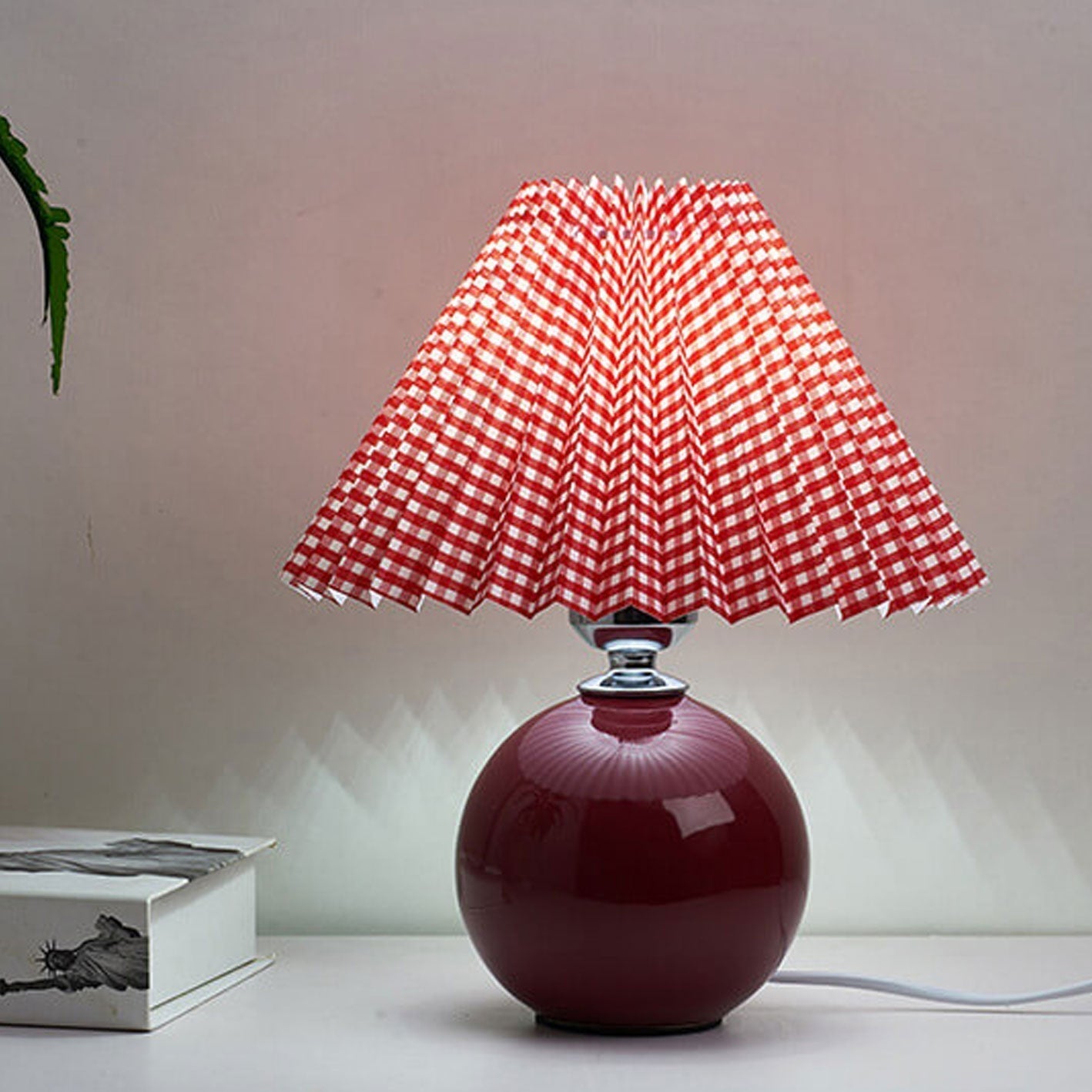 Nordic Ceramic Table Lamp With Pleated Fabric Shade