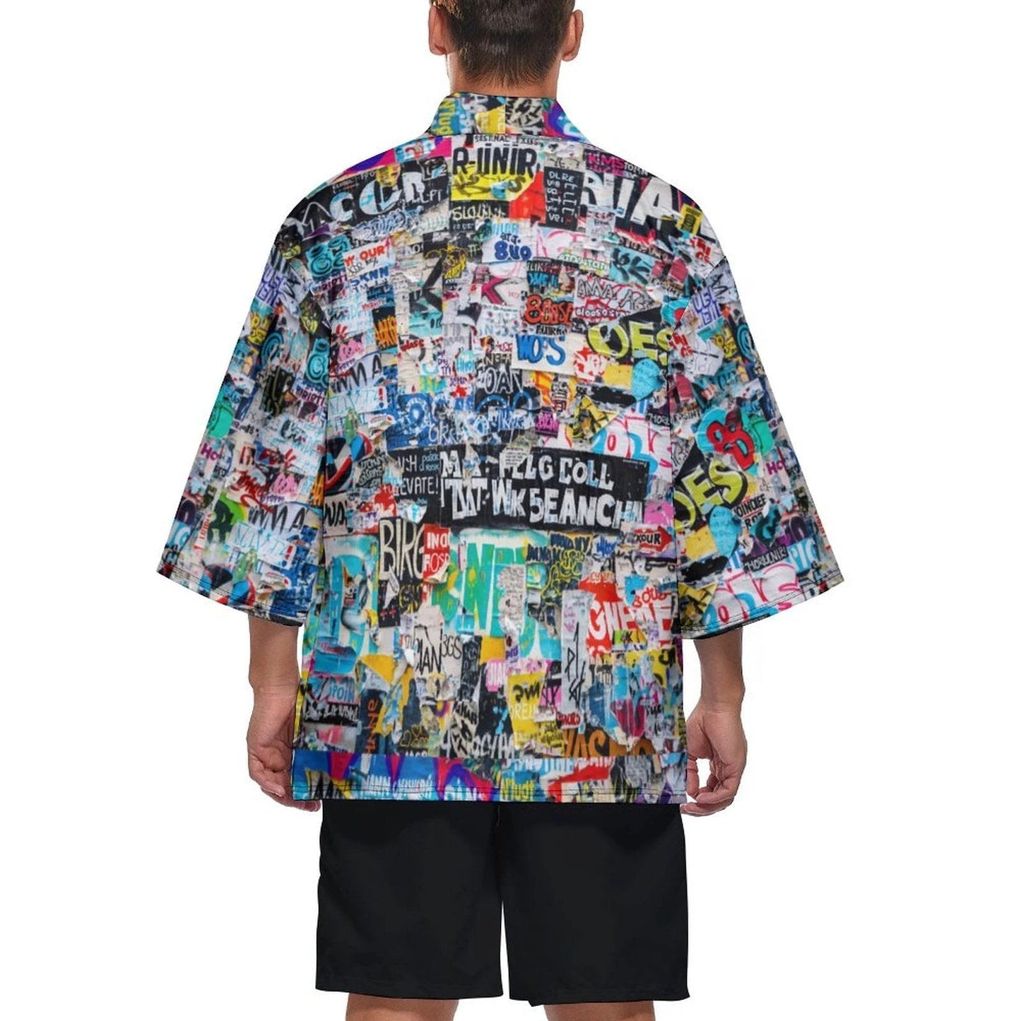 AOP Drop Shoulder Kimono Cardigan for Cosplay and Street Maximalists — Open Front Lightweight Sublimation Print, Japanese-Inspired Bold Layer