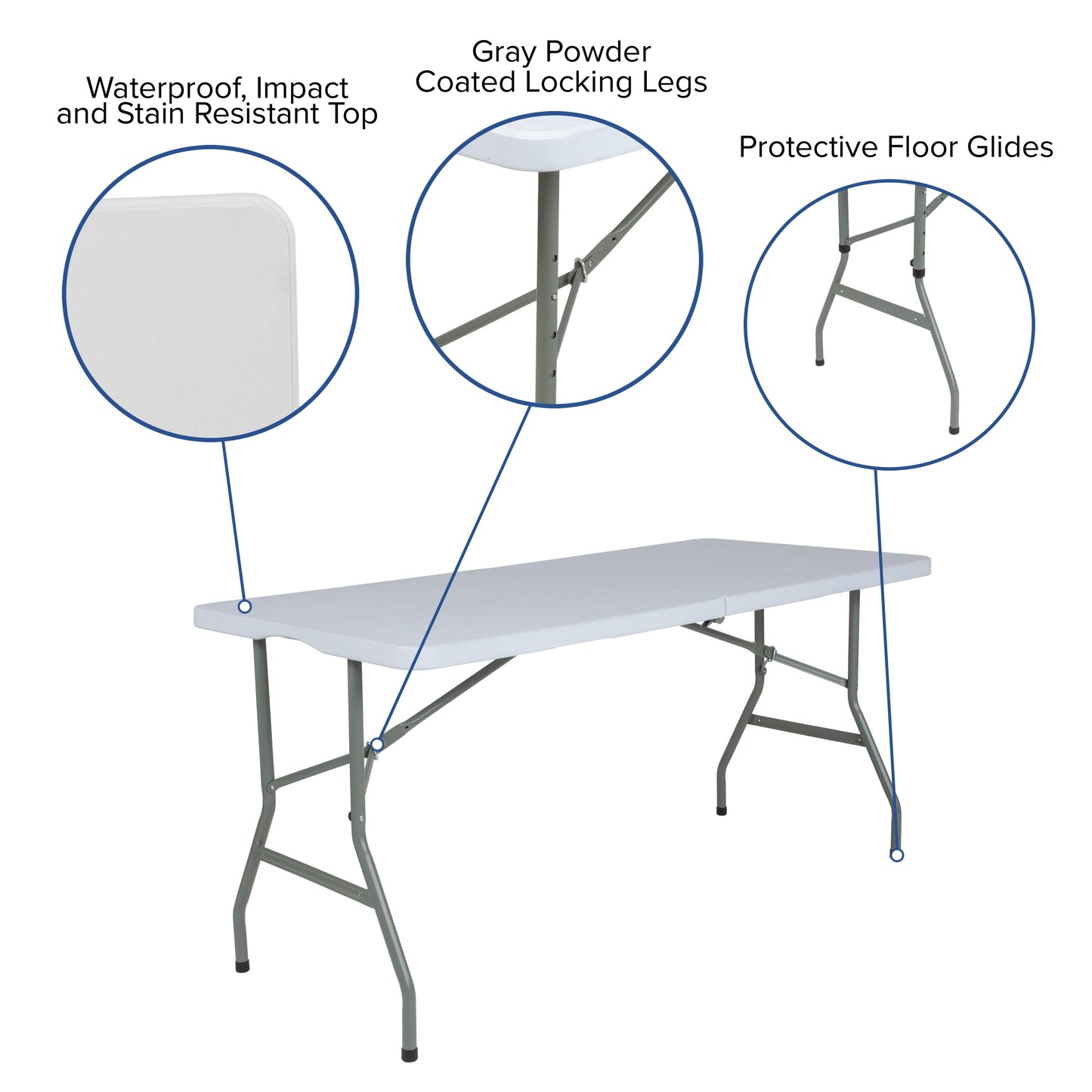 4.97-Foot Bi-Fold Plastic Folding Table