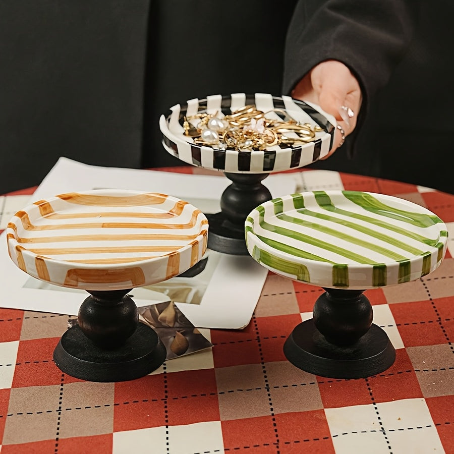 Vintage Ceramic Striped Tray - AXI0