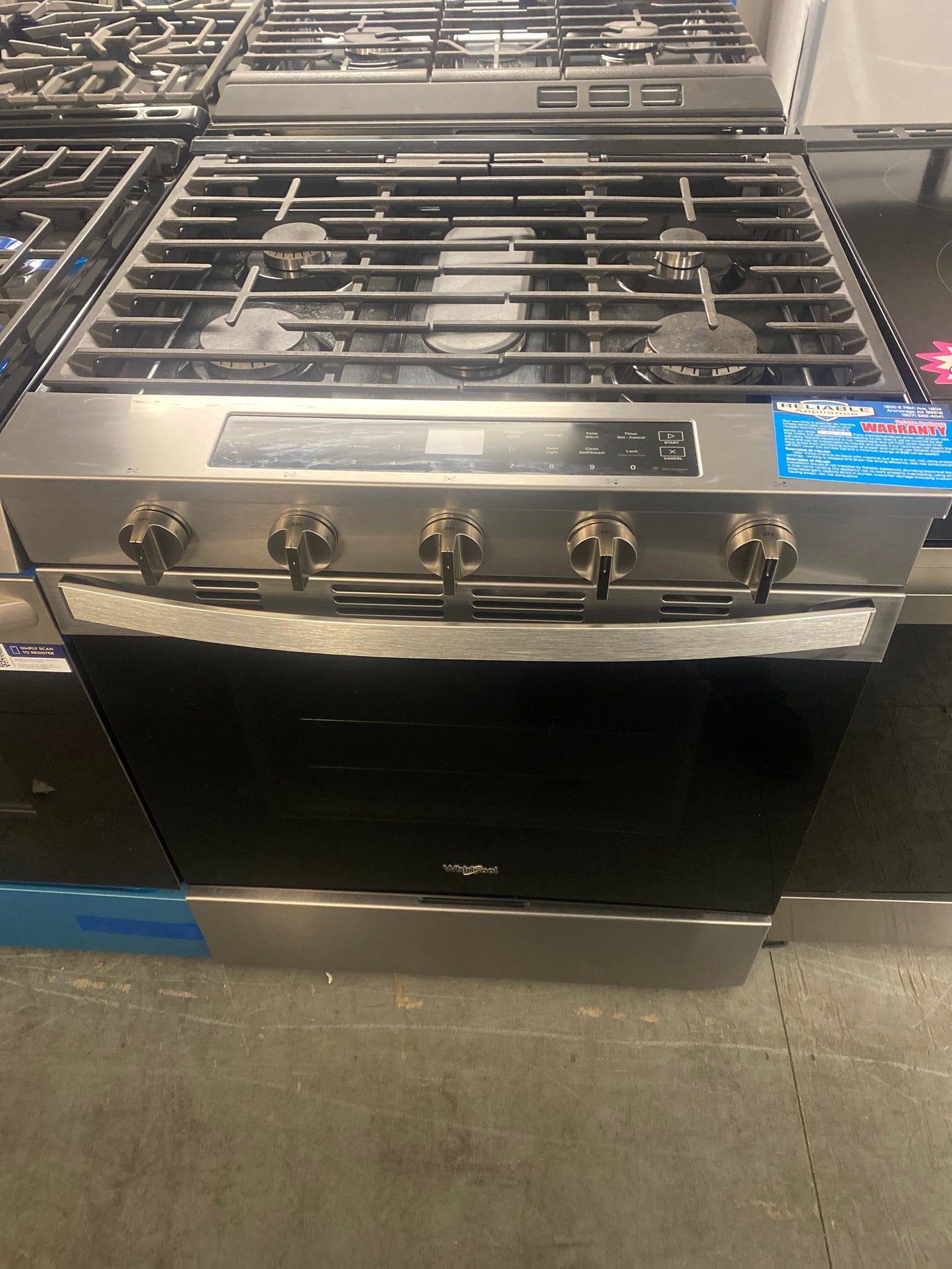 Whirlpool 30” Smart 5-Burner Natural Gas Range