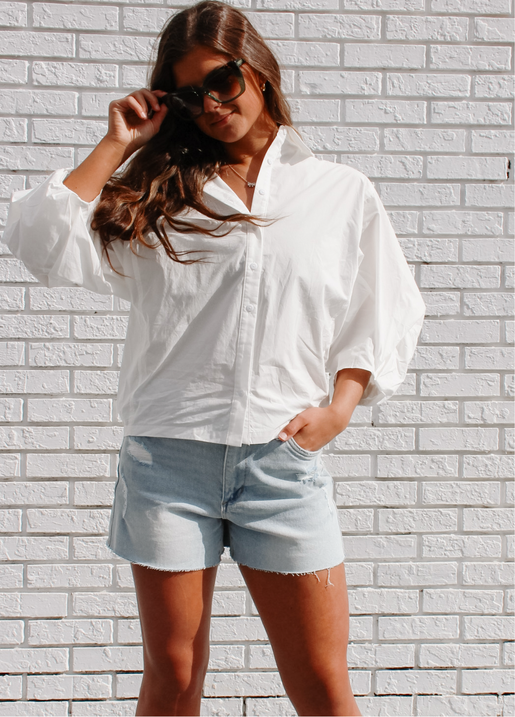 Dacia Poplin Sleeve Button Up Shirt