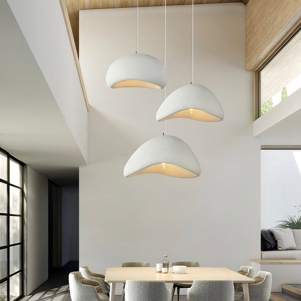 Japandi Cloud Pendant Light With Textured Polystyrene Shade