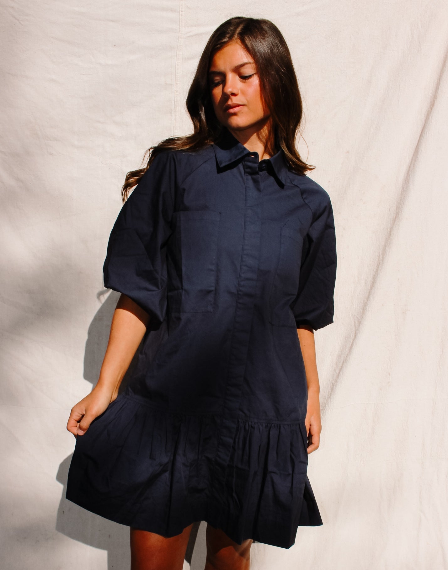 Carmilla Poplin Puff Sleeves Shirt Dress