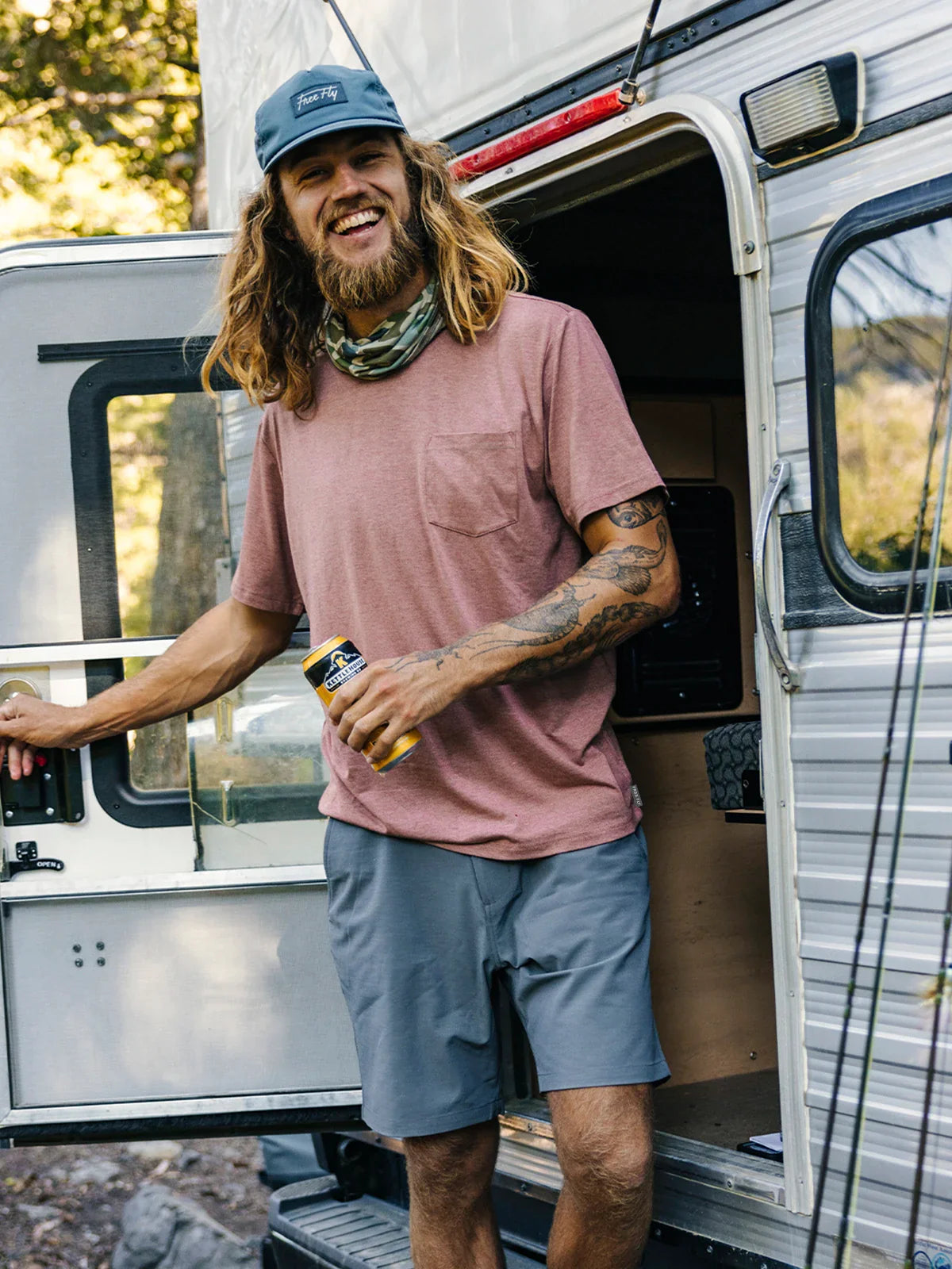 Men's Bamboo Flex Pocket Tee - Heather Ocean Mist