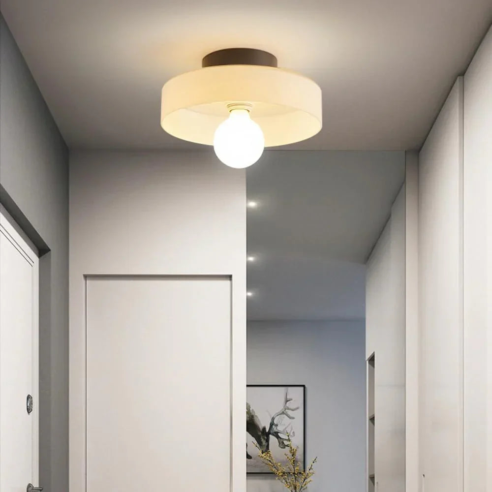 Scandinavian Glass Disc Ceiling Light With Flush Mount Design