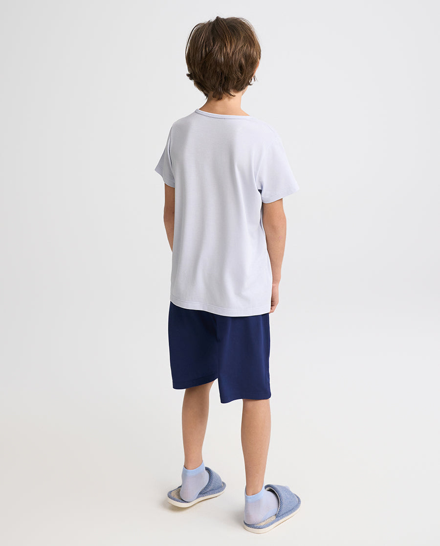 Aimer Kids Short-sleeve Tops Homewear Set For Boys