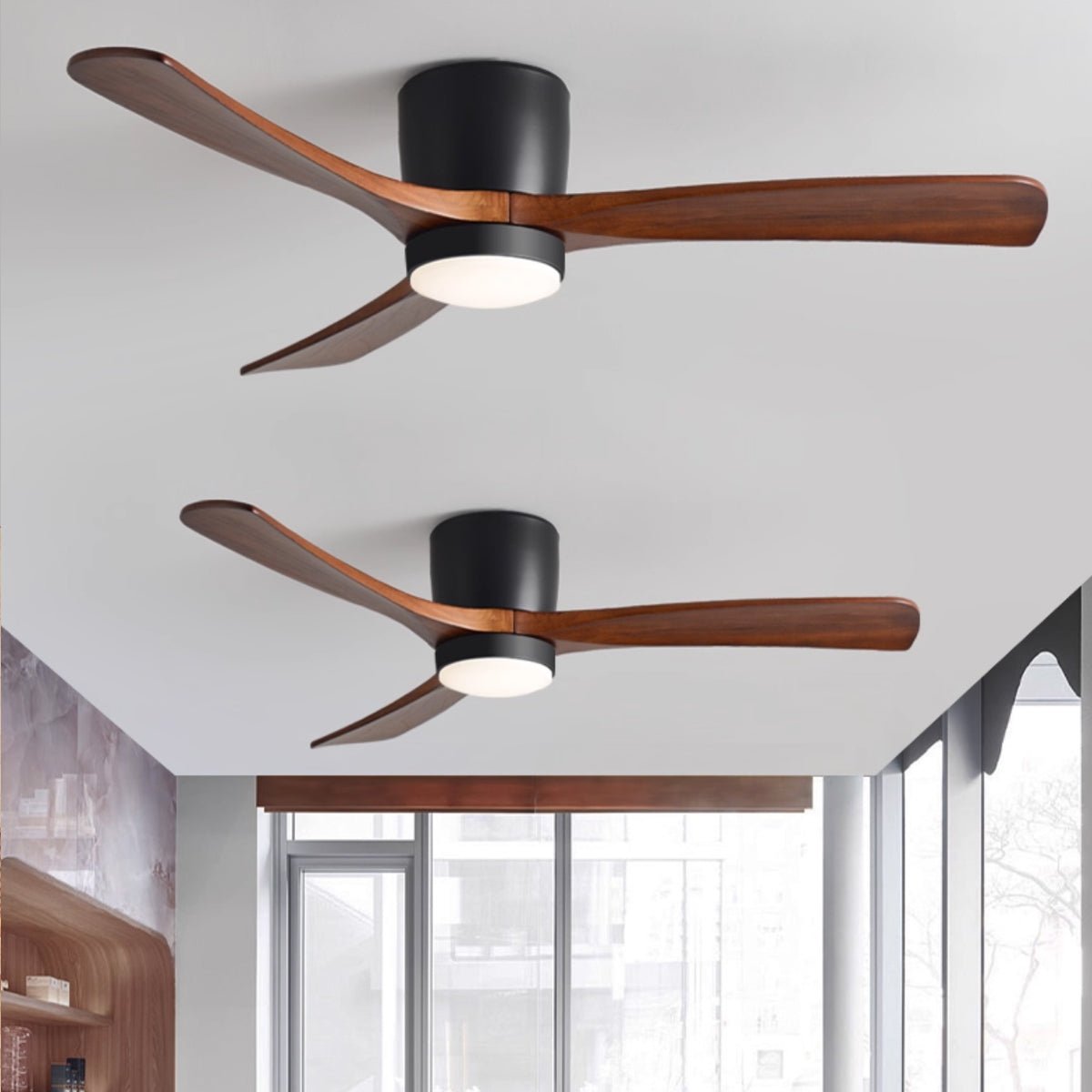 Wood Blade Ceiling Fan Ceiling Light With Remote Control